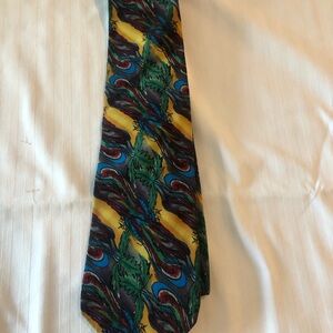 J. Garcia Vibrant Yellow, Green, and Blue Tie Plant Person Collection Five